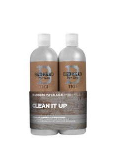 TIGI Tigi Bed Head B for Men Clean Up Kit - 2 Pc, 25.36 Oz Shampoo, 25.36 Oz Conditioner, Gluten Free, Peppermint Scent, Menthol, 1 Count  - Image 1