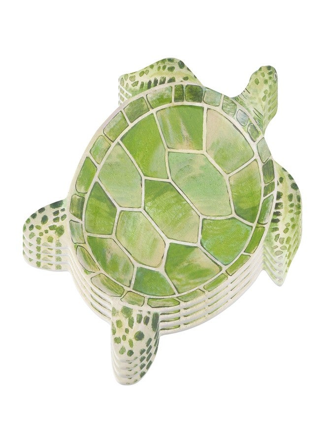أب أطباق ميلامين على شكل سلحفاة بحرية من UP UPware - تصميم مستوحى من المحيط، خالية من مادة BPA، آمنة للغسل في غسالة الصحون، مثالية للغداء، السلطة، السندويشات، أو الوجبات الخفيفة، لون أخضر، 9.625 × 7.75 بوصة، طقم من 4 قطع - Image 1