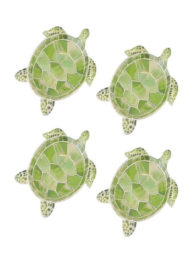 أب أطباق ميلامين على شكل سلحفاة بحرية من UP UPware - تصميم مستوحى من المحيط، خالية من مادة BPA، آمنة للغسل في غسالة الصحون، مثالية للغداء، السلطة، السندويشات، أو الوجبات الخفيفة، لون أخضر، 9.625 × 7.75 بوصة، طقم من 4 قطع - Image 4