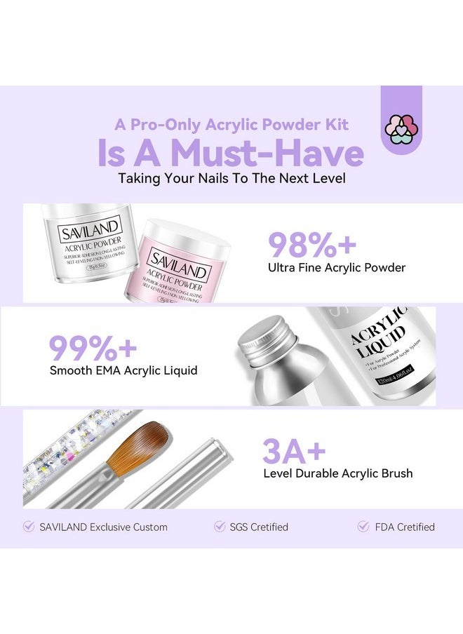 Saviland Acrylic Nail Kit With Nail Drill - Professional Use Only Acrylic Powder And Liquid Set Nail Tools Kit Acrylic Set With Acrylic Nail Brushes For Acrylic Nails Application Home Diy  - Image 3