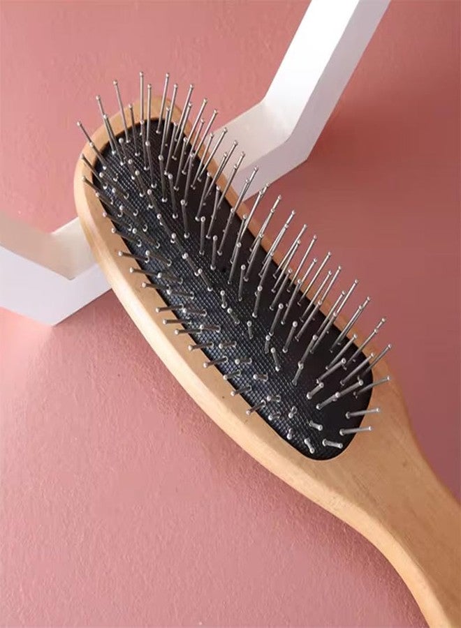 not available Travel Size Detangling Travel Brush, Firm Rounded Steel Bristles, Natural Cushion Detangler Wooden Hair Brush for Women Men and Kids Everyday Care - Image 3