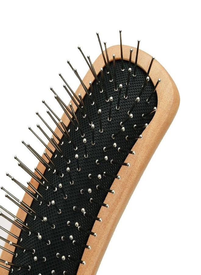 not available Travel Size Detangling Travel Brush, Firm Rounded Steel Bristles, Natural Cushion Detangler Wooden Hair Brush for Women Men and Kids Everyday Care - Image 4