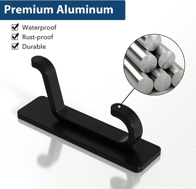 pickpiff Post-order arranged dispatch Wall Hooks for Coat and Towel: 13LB Strong Adhesive Door Hanger Stick on, Matte Black 4 Pack Anti topple design - Image 5
