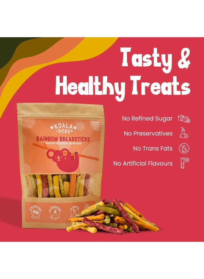 Koala Picks Rainbow Veggie Breadsticks – 40g Pack – Crunchy Vegetable Snack – No Refined Sugar, No Preservatives – Made with Beetroot, Carrot & Parsley – Healthy Veggie Breadsticks for Kids & Adults - Image 3