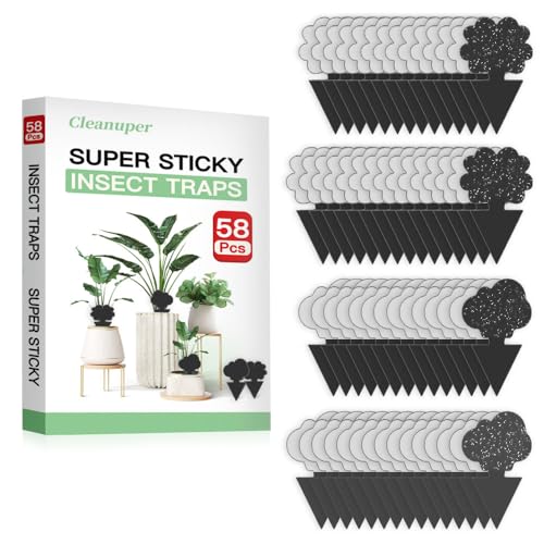 Cleanuper 58 Pack Flying Insect Traps for Plants – Black Sticky Traps for Fungus Gnats, Flies & Flying Bugs, Indoor Outdoor Flying Bug Catcher for Pots, Garden & Kitchen, Non-Toxic, Odorless, Kid & Pet Safe - Image 2
