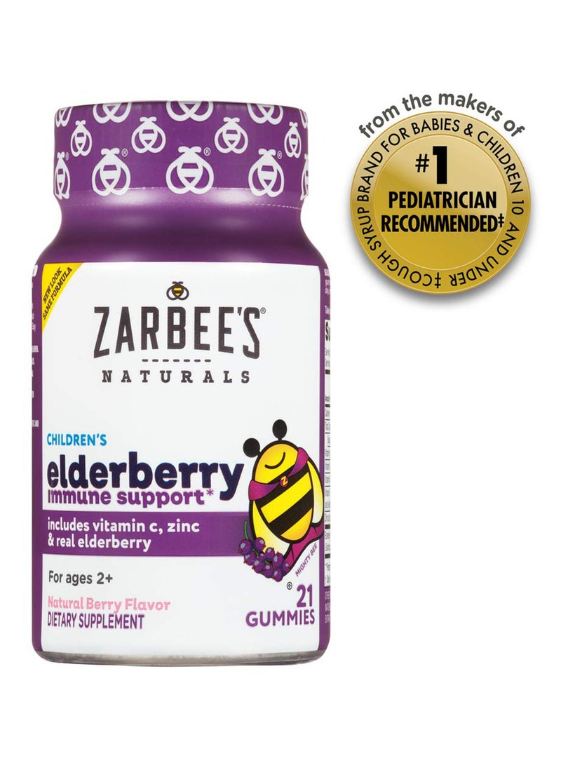 Zarbee's Naturals Children'S Elderberry Immune Support* With Vitamin C & Zinc, Natural Berry Flavor, 21 Gummies - Image 2