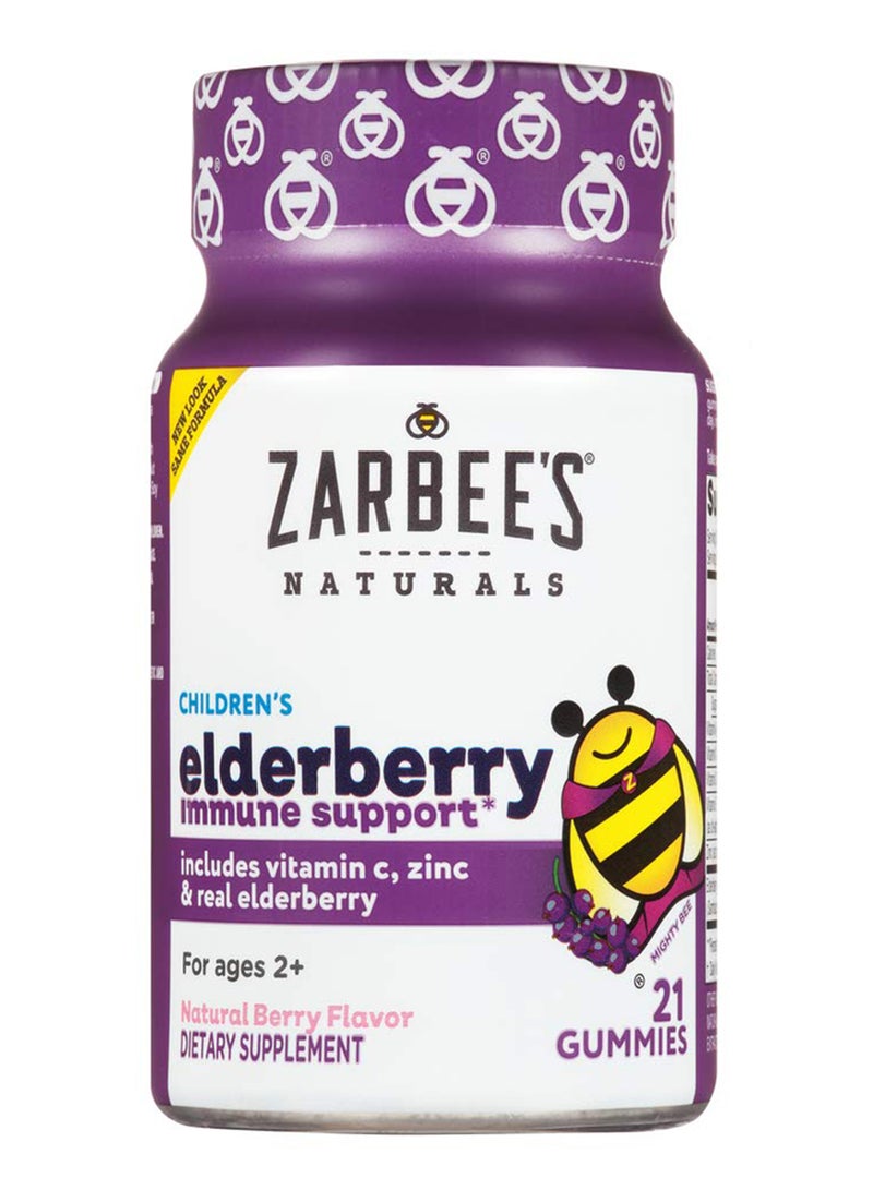 Zarbee's Naturals Children'S Elderberry Immune Support* With Vitamin C & Zinc, Natural Berry Flavor, 21 Gummies - Image 1