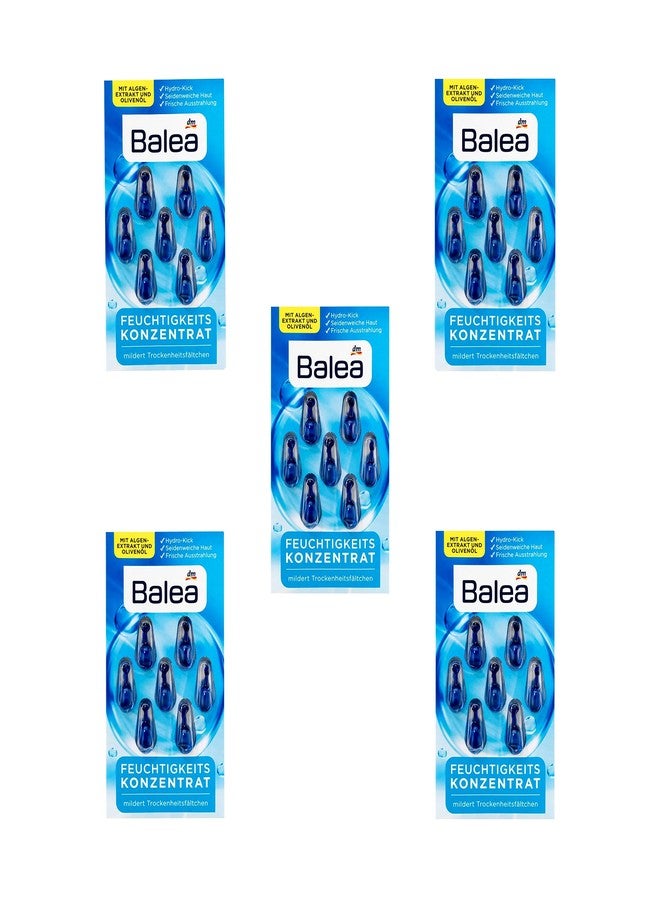 Volans 5 packs x 7 pcs I 35 applications I Balea Moisturizing Concentrate - Hydrating Oil Facial Capsules with Seaweed Extract, Vitamin E and Olive Oil, Germany - Image 1