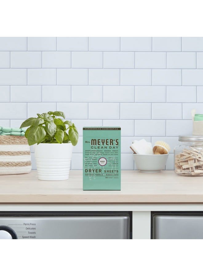 MRS. MEYER'S CLEAN DAY Dryer Sheets, Fabric Softener, Reduces Static, Infused with Essential Oils, Basil, 80 Count - Image 4