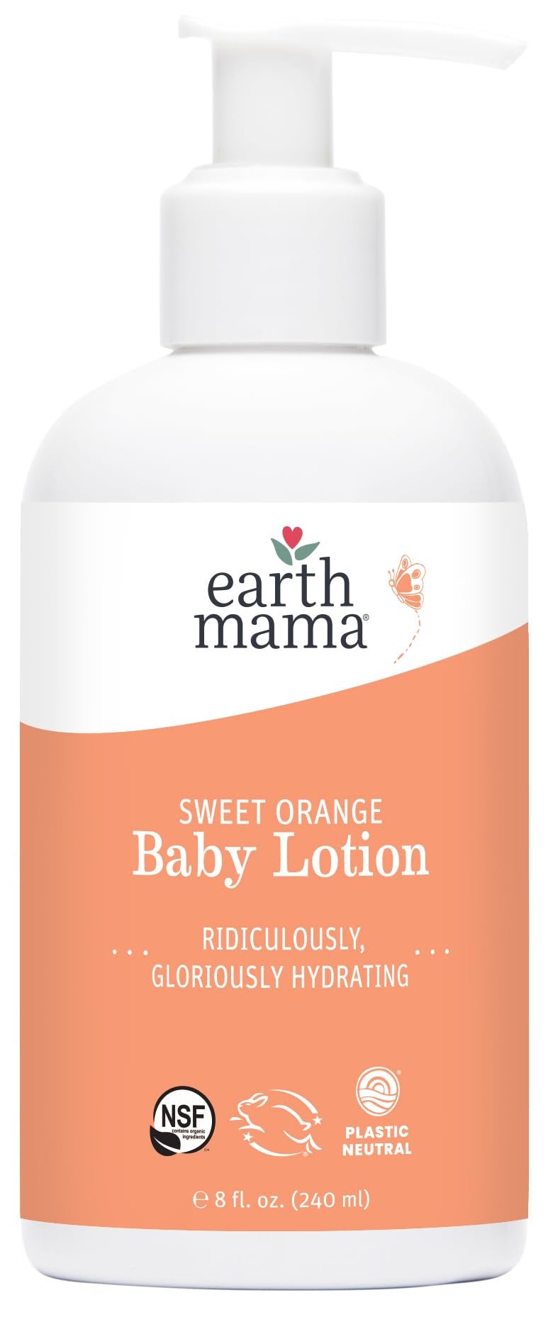 Earth Mama Sweet Orange Baby Lotion Moisturizing Body Lotion for Dry Skin Newborn Baby Lotion Sensitive Skin Care Face Lotion for Babies Kids with Shea Butter Calendula Aloe 8 Fl Oz
