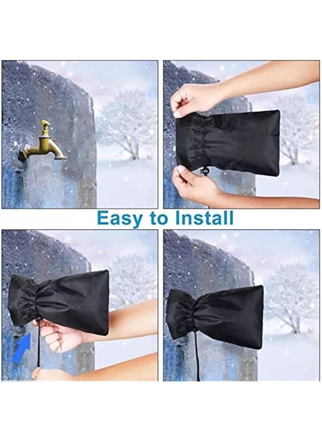 ماركة غير محددة غطاء صنبور مياه خارجي للشتاء، 9.8 انش ارتفاع × 7.1 انش عرض، اغطية صنبور خارجية سميكة للحماية من التجمد في الشتاء، جوارب صنبور مقاومة للماء قابلة لاعادة الاستخدام (اسود، 4 قطع)  - Image 5