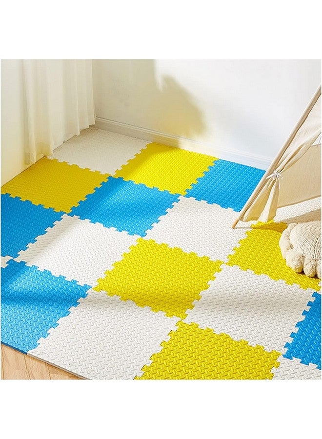 سيجناترون أرضيات سيجناترون المتشابكة || سجادة لعب متشابكة للأطفال || سجادة متاجر || أرضيات منازل || سجادات لعب للأطفال || سمك ١٢ مم (٨ بلاطات - ٣٢ قدمًا مربعًا، أزرق - أصفر - أبيض) - Image 2