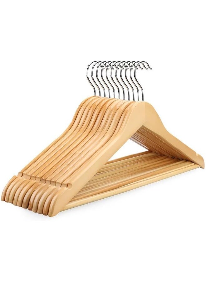 MOMENT 15 Pack Hanger wooden Suit Hanger Non-Slip Cloth Hangers With Notches & 360° Swivel Hook, Clothes Hanger Smooth Finish  Coat Hanger Premium Hangers For Clothes Dress Suit - Image 1