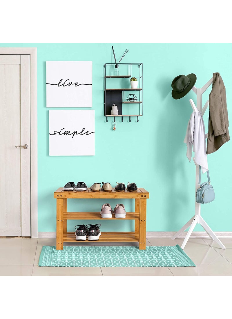 Beauty Panda Beauty Panda Teak Wood 3 Tier Shoe Rack Bench Premium Shoe Organizer or Entryway Bench Perfect for Shoe Cubby Entry Bench or Living Room SH02 Natural Wood  - Image 4