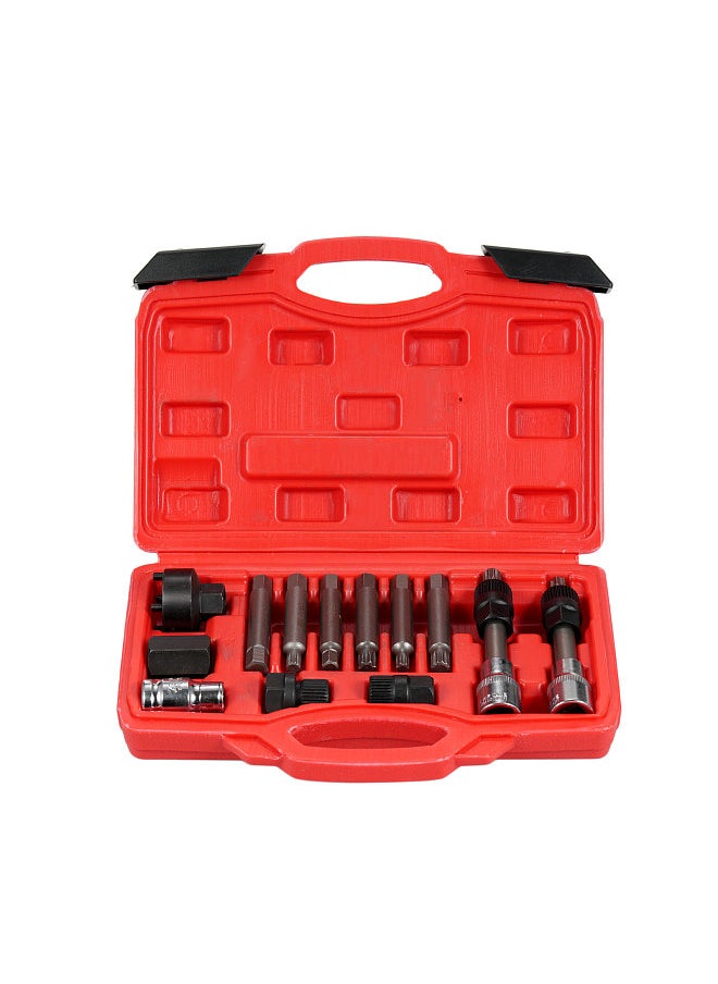 Generic - 13 Pcs Alternator Pulley Tool Kit, Alternator Freewheel Pulley Puller Removal Engine Auto Tool Set Insert Bit Socket Set Tool Kit with Storage Case - Image 1
