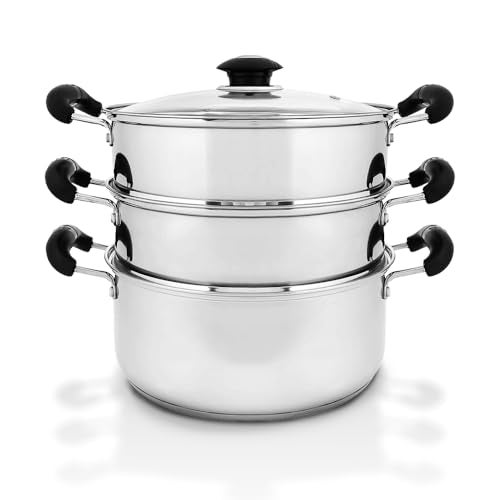 Concord Cookware كونكورد 10" وعاء بخار من الفولاذ المقاوم للصدأ 3 طبقات 24 سم (متوافق مع الحث) - Image 1