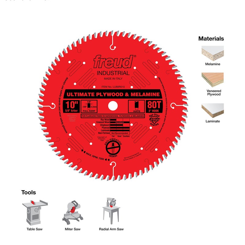 Freud LU80R010: 10" Ultimate Plywood & Melamine Blade - Image 2