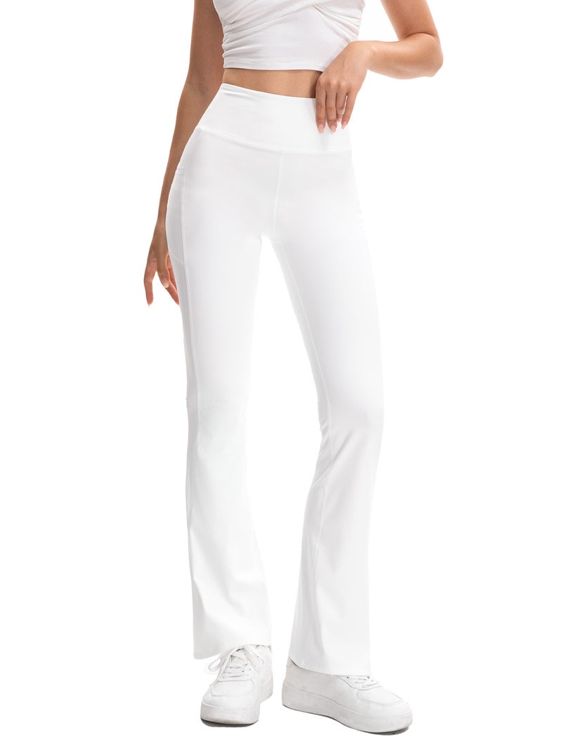 Micro-Flared Workwear with Side Flap Pocket Pantss, High-Waisted Butt-Lifting Yoga Pants for Outer Wear, Tummy-Tightening, Slim-Fitting, Nude-Feeling Running Sports and Fitness Pants - Image 1