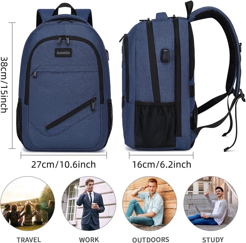 Asenlin Travel Laptop Backpack for Women & Men,Water Resistant Business Slim Sturdy Computer Backpack - Image 2
