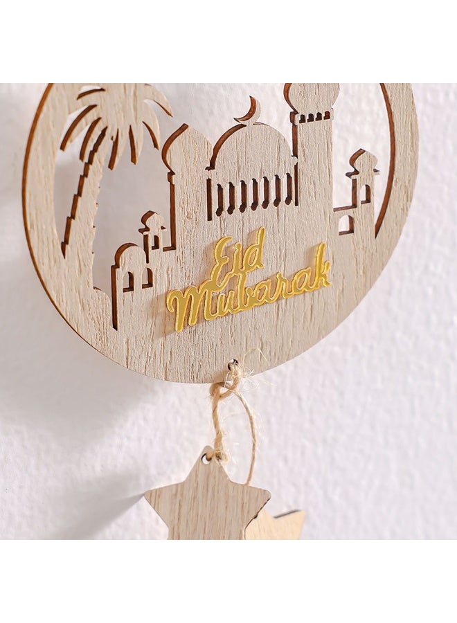Danube Home Afreen Wood Masjid Hanging Decor - 10X0.5X16Cm Natural Brown Layered Wood Ornament Festive Figurines For Home Decor Collection Elegant Wall Art Decorative Home Accessories - Image 2