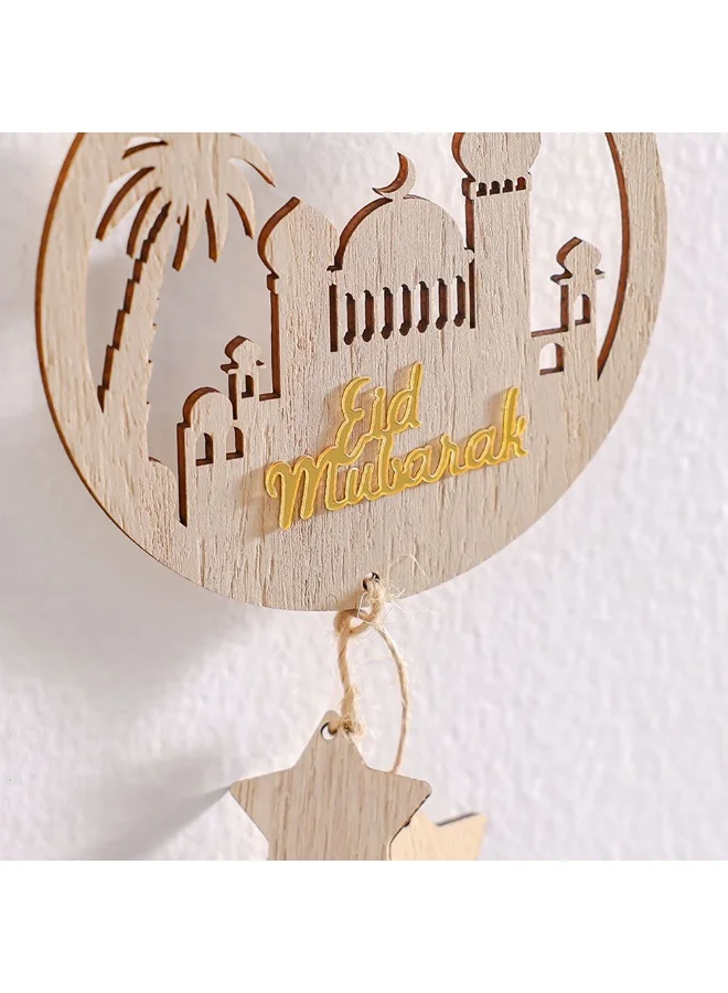 DANUBE HOME Danube Home Afreen Wood Masjid Hanging Decor - 10X0.5X16Cm Natural Brown Layered Wood Ornament Festive Figurines For Home Decor Collection Elegant Wall Art Decorative Home Accessories