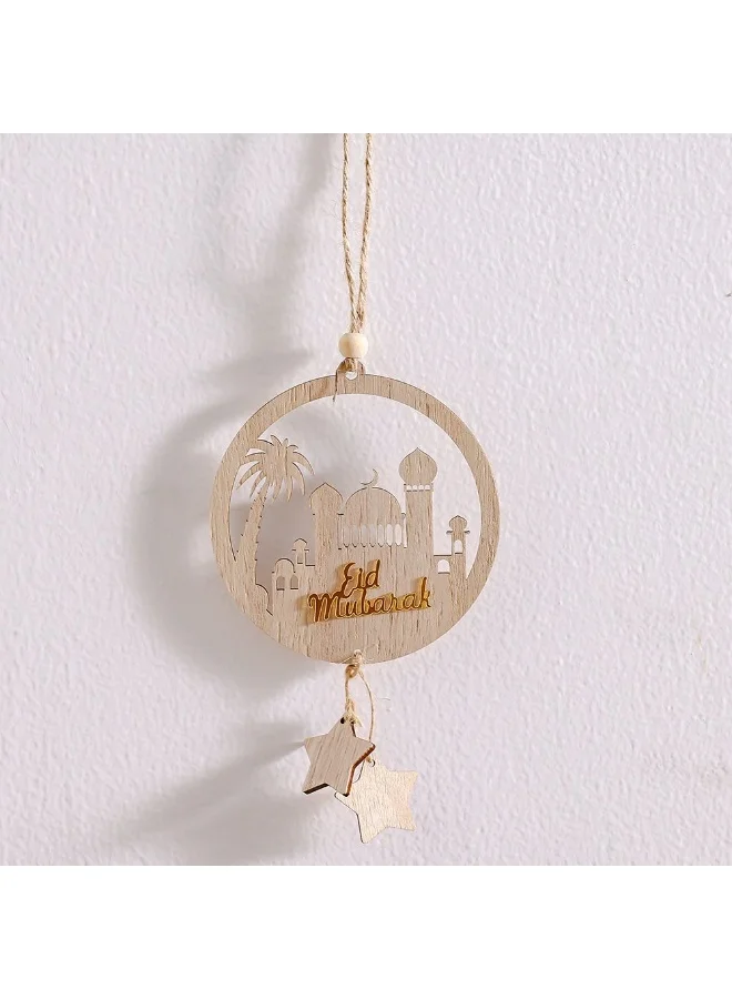 DANUBE HOME Danube Home Afreen Wood Masjid Hanging Decor - 10X0.5X16Cm Natural Brown Layered Wood Ornament Festive Figurines For Home Decor Collection Elegant Wall Art Decorative Home Accessories