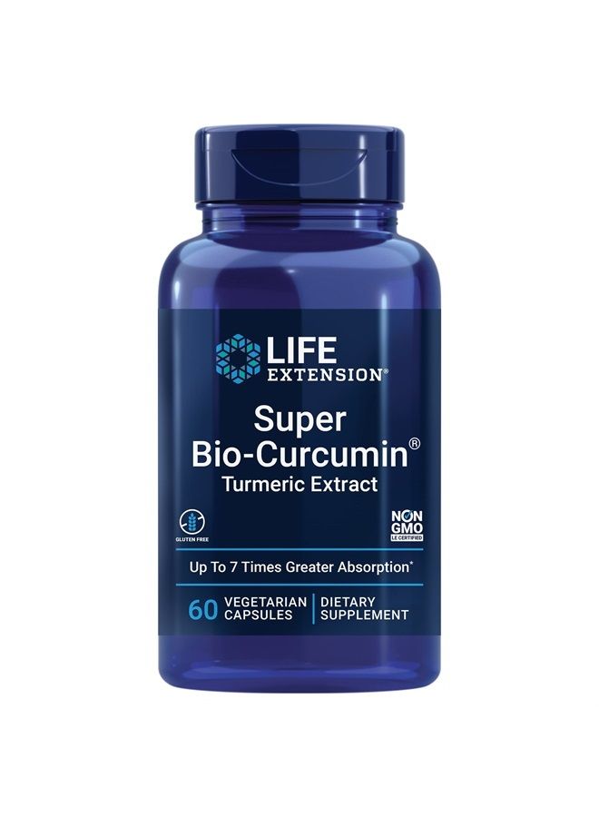 Life Extension مستخلص الكركم سوبر بيو-كركمين - كركمين عالي الامتصاص لدعم صحة الجسم بالكامل - خالي من الغلوتين، غير معدل وراثيًا، نباتي - 60 كبسولة نباتية - Image 1