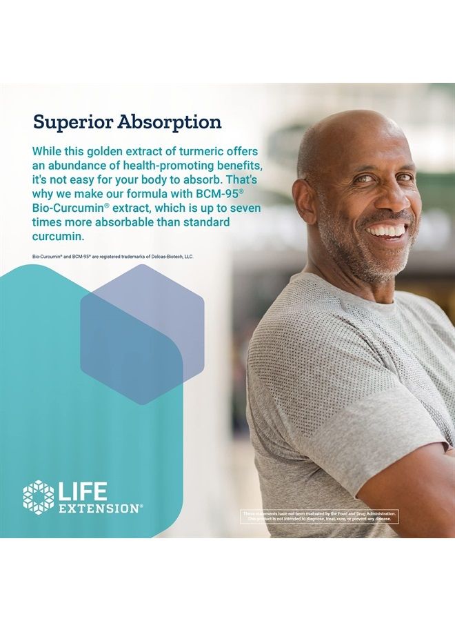 Life Extension مستخلص الكركم سوبر بيو-كركمين - كركمين عالي الامتصاص لدعم صحة الجسم بالكامل - خالي من الغلوتين، غير معدل وراثيًا، نباتي - 60 كبسولة نباتية - Image 4