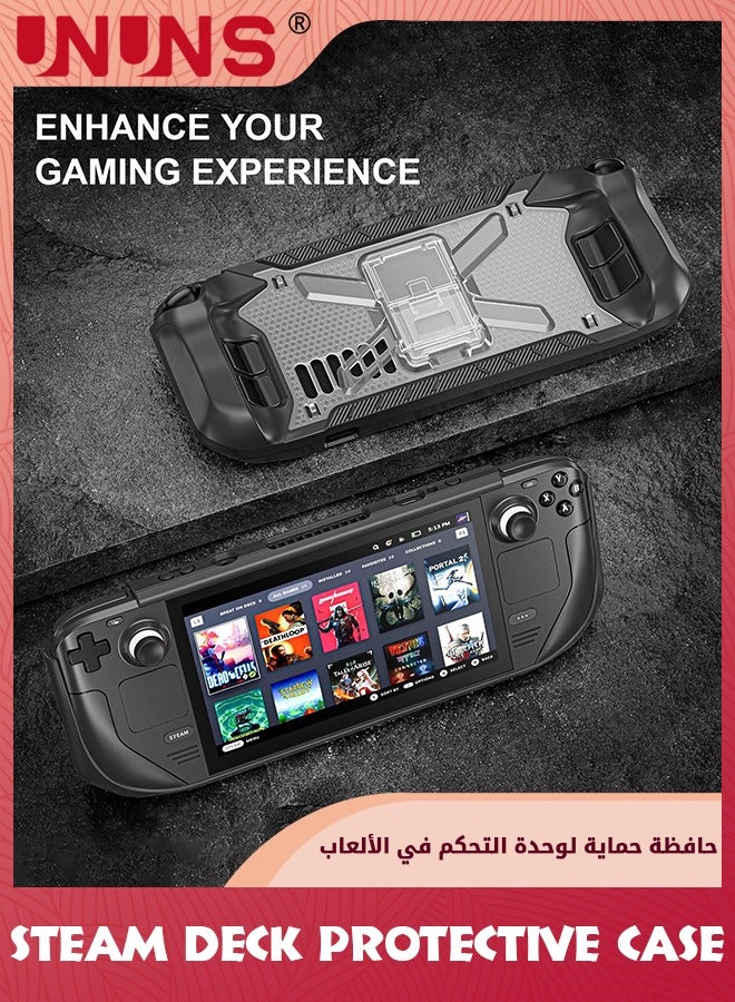 UNUNS Kickstand Case for Steam Deck Black,Full Protection And Reliable Accessory With Kickstand Function/Strap,Shockproof Non-Slip Protective Case Compaticable With Steam Deck  - Image 5