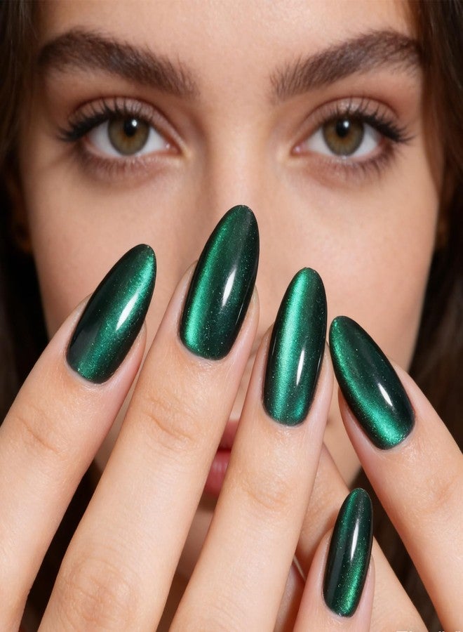 FFZDENA 24 Pcs Fake Nails, Cat Eye Press On Nails, Chameleon Blue Green Cat Eye Effect, Cat Eye Nails, Reusable Artificial Nail Set, Suitable For Wedding Parties, Daily Fashion - Image 5