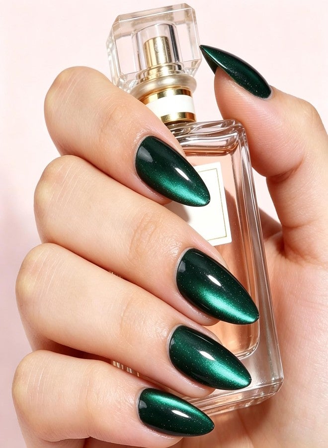 FFZDENA 24 Pcs Fake Nails, Cat Eye Press On Nails, Chameleon Blue Green Cat Eye Effect, Cat Eye Nails, Reusable Artificial Nail Set, Suitable For Wedding Parties, Daily Fashion - Image 1