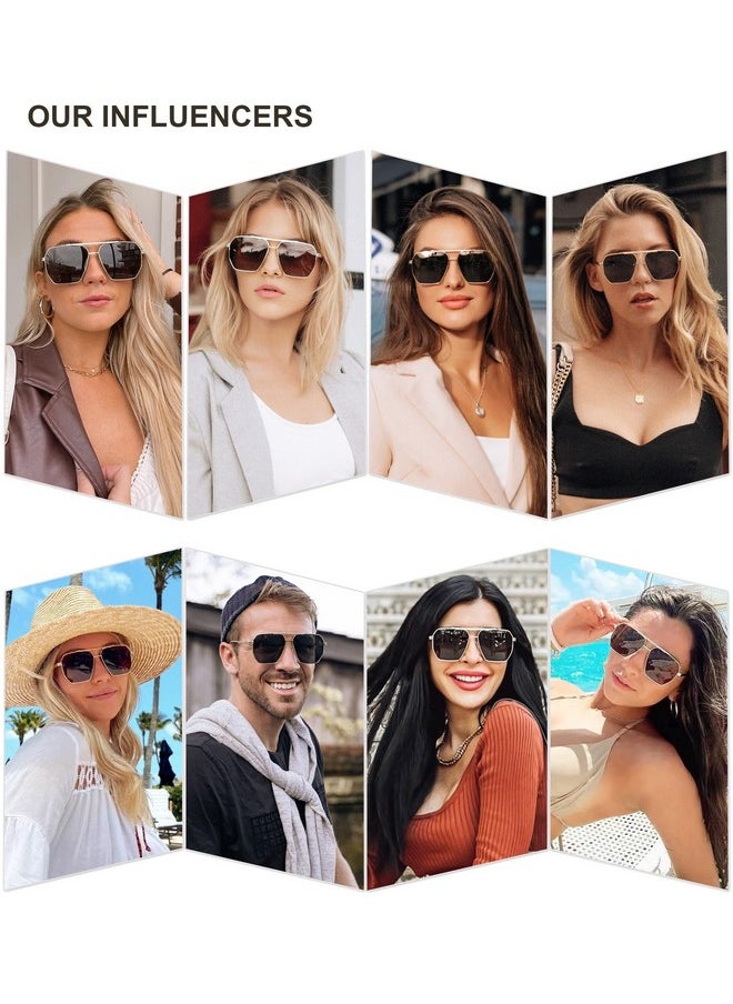 Sojos Retro Oversized Square Polarized Sunglasses For Women Men Vintage Shades Uv400 Classic Large Metal Sun Glasses Sj1161 With Gold Brown  - Image 2