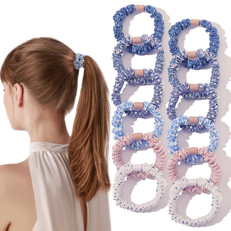 Hair Ties Scrunchies  Small Mini Scrunchy for Women Thick Hair Accessories Cute Soft No Slip Hair Elastics Ponytail Holder for Curly Hair No Damage Hairties Gift for Girls