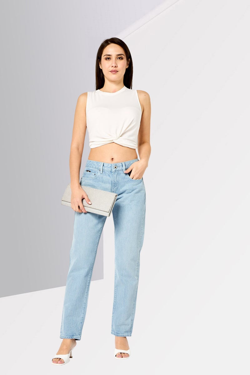 G-Star RAW Women Boyfriend Fit Washed Non Stretchable Jeans, Light Blue - Image 2