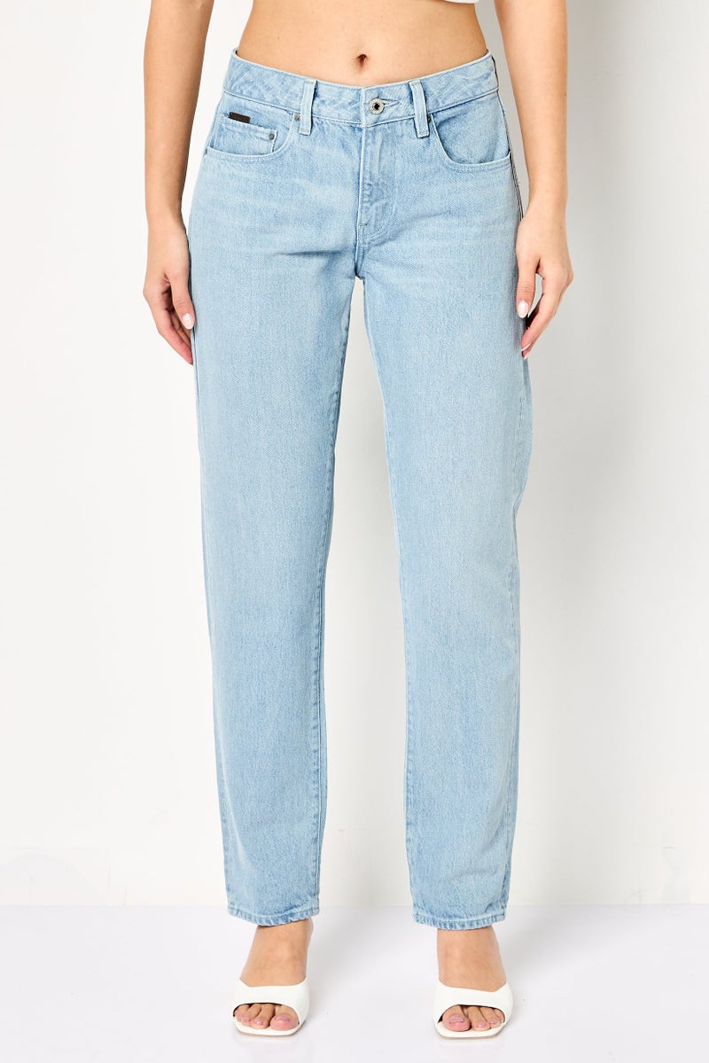 G-Star RAW Women Boyfriend Fit Washed Non Stretchable Jeans, Light Blue - Image 1