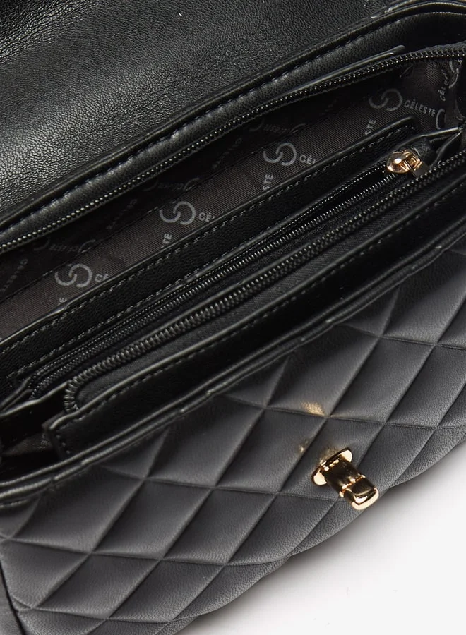 Celeste Women's Quilted Crossbody Bag with Flap Closure