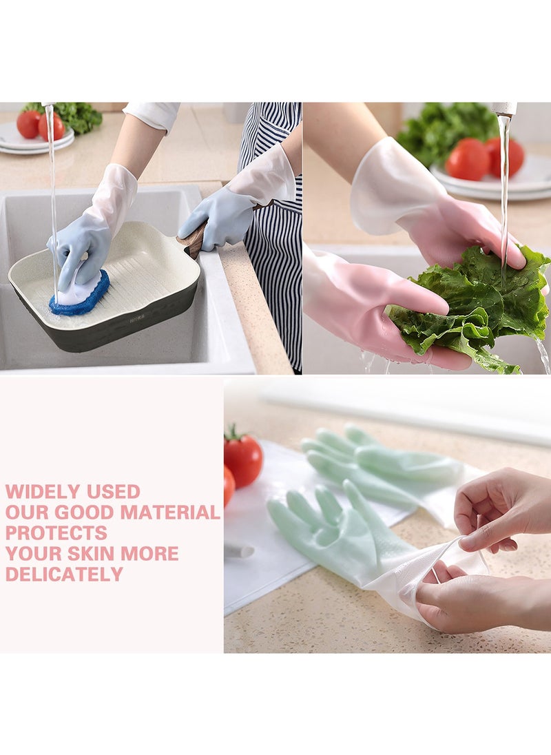 3-Pairs Long Rubber Cleaning Gloves - Waterproof Dishwashing and Kitchen Household Gloves for Cooking, Bathroom, Gardening, and Multi-Purpose Cleaning Tasks, Durable and Skin-Friendly Design