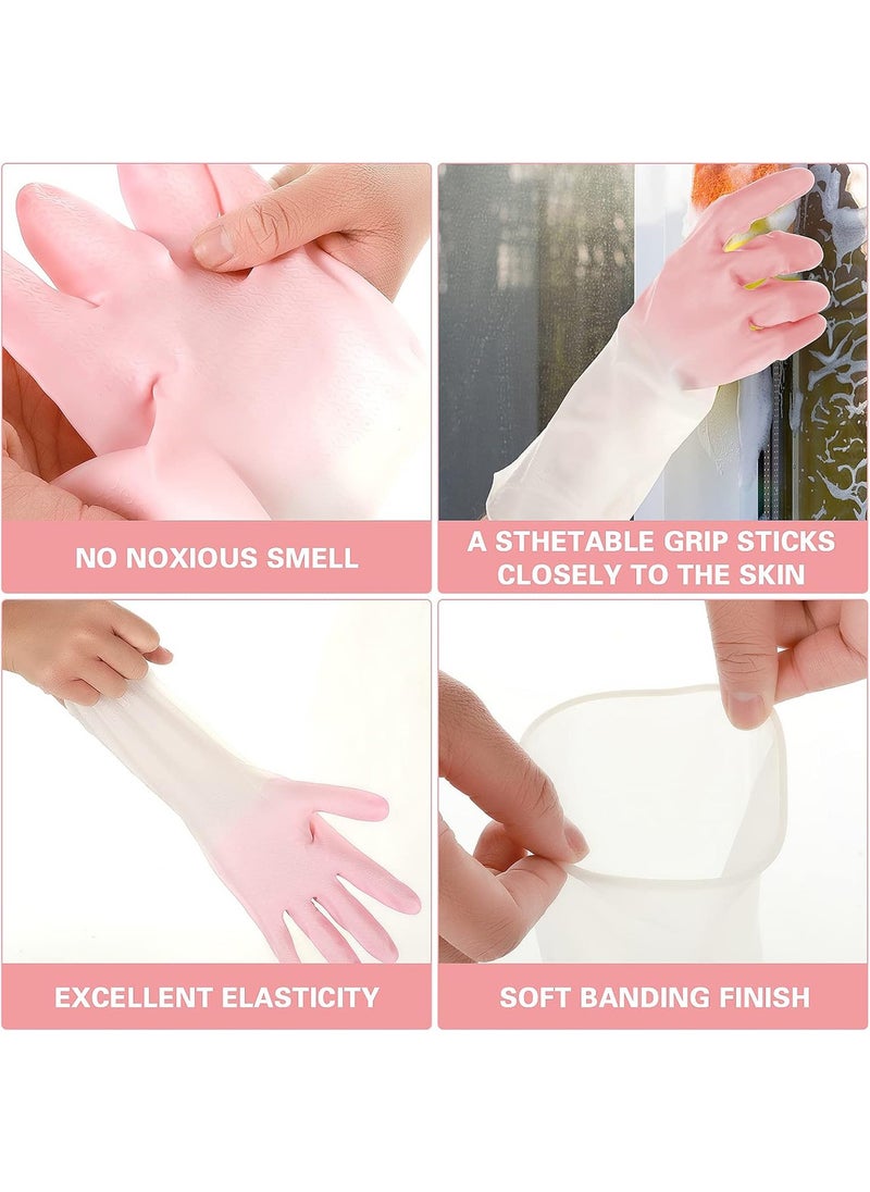 3-Pairs Long Rubber Cleaning Gloves - Waterproof Dishwashing and Kitchen Household Gloves for Cooking, Bathroom, Gardening, and Multi-Purpose Cleaning Tasks, Durable and Skin-Friendly Design
