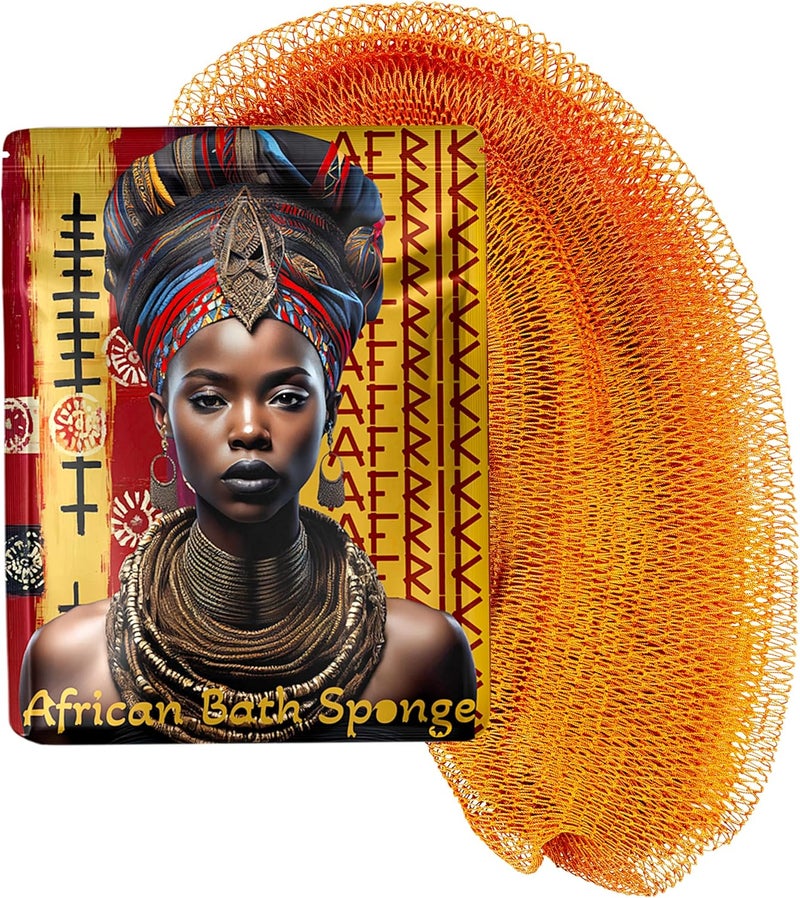 AFRIKI إسفنجة الشبكة الأفريقية من أفريقي – مقشر الجسم، مملوكة للسود ومتجذرة في أفريقيا، لجميع أنواع البشرة | طول 45 بوصة (خردل) - Image 1