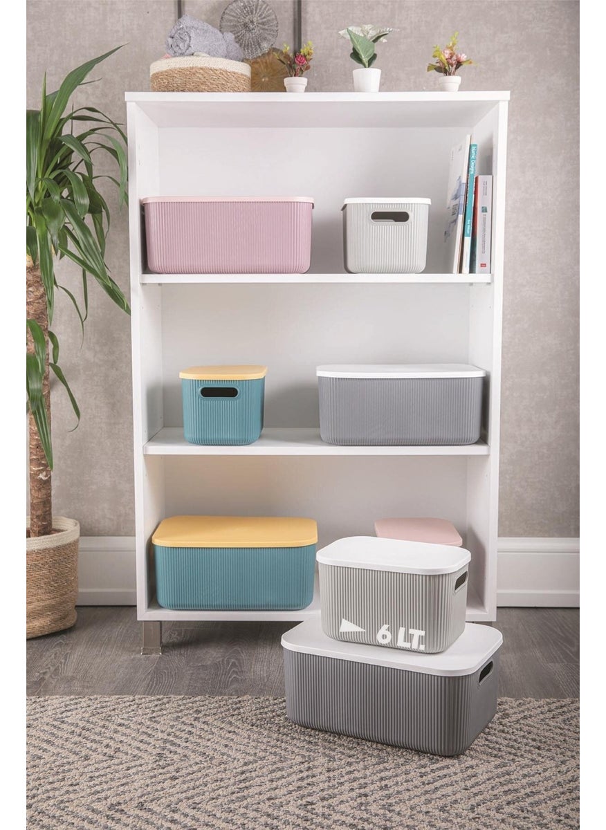 Bayev 2 Pieces Storage 6lt Gray Multi-Purpose Organizer Box with Lid,  - Image 3