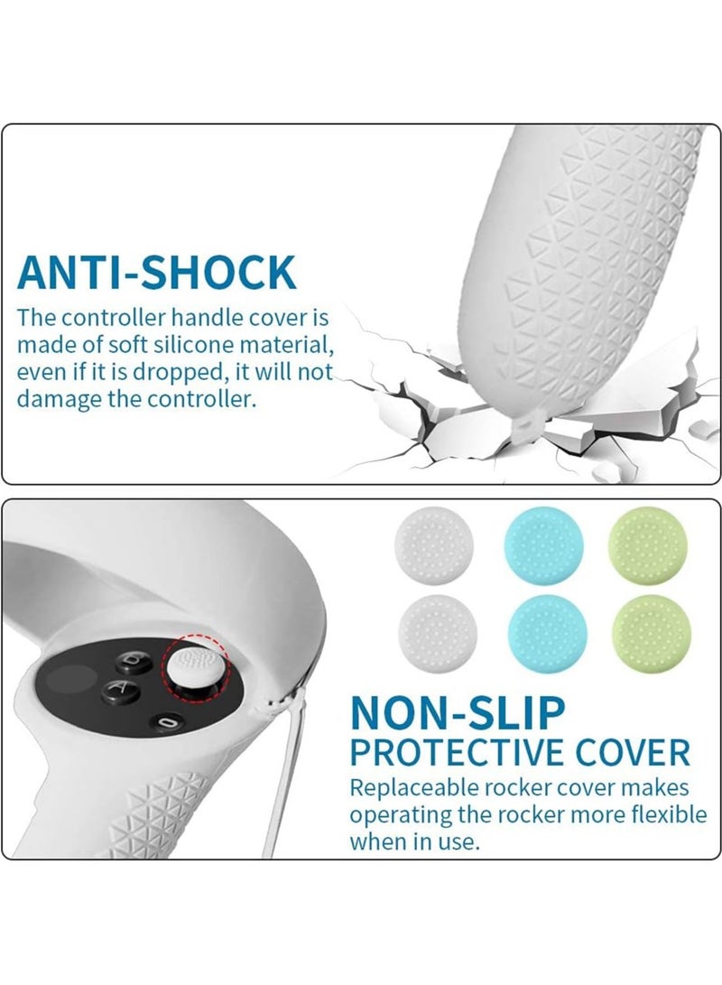Touch Controller Grip Cover and Face Cover for Oculus Quest 2,with Anti-Throw Controller Grip Cover,Face Cover,Lens Protective Cover,Rocker Cap,Lens Cleaning Cloth (White) - Image 5