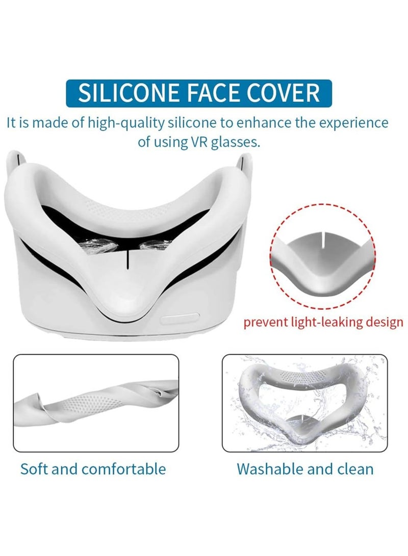 Touch Controller Grip Cover and Face Cover for Oculus Quest 2,with Anti-Throw Controller Grip Cover,Face Cover,Lens Protective Cover,Rocker Cap,Lens Cleaning Cloth (White) - Image 2