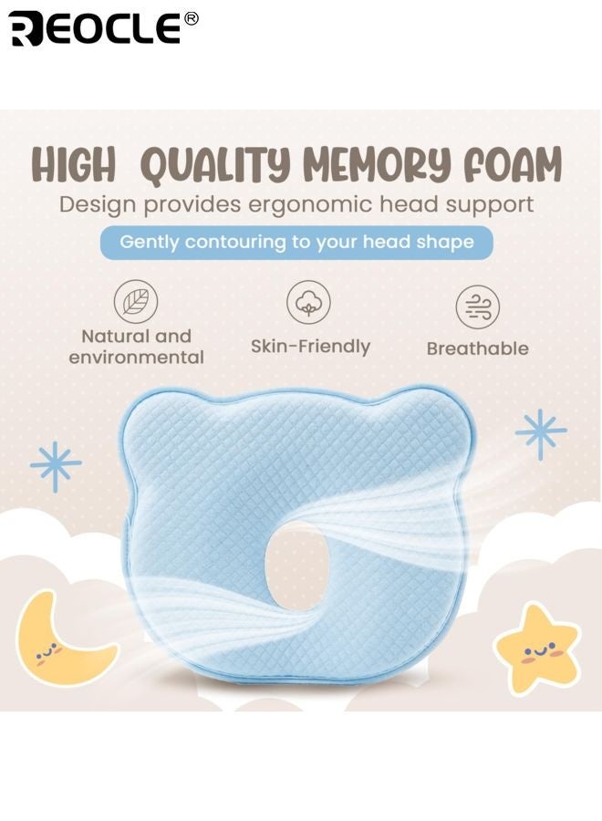 REOCLE Baby's Memory Foam Baby Pillow with Breathable Design and Soft Support Infant Head Support Pillow with Flat Head Prevention for Nursery Bedding Use - Image 3
