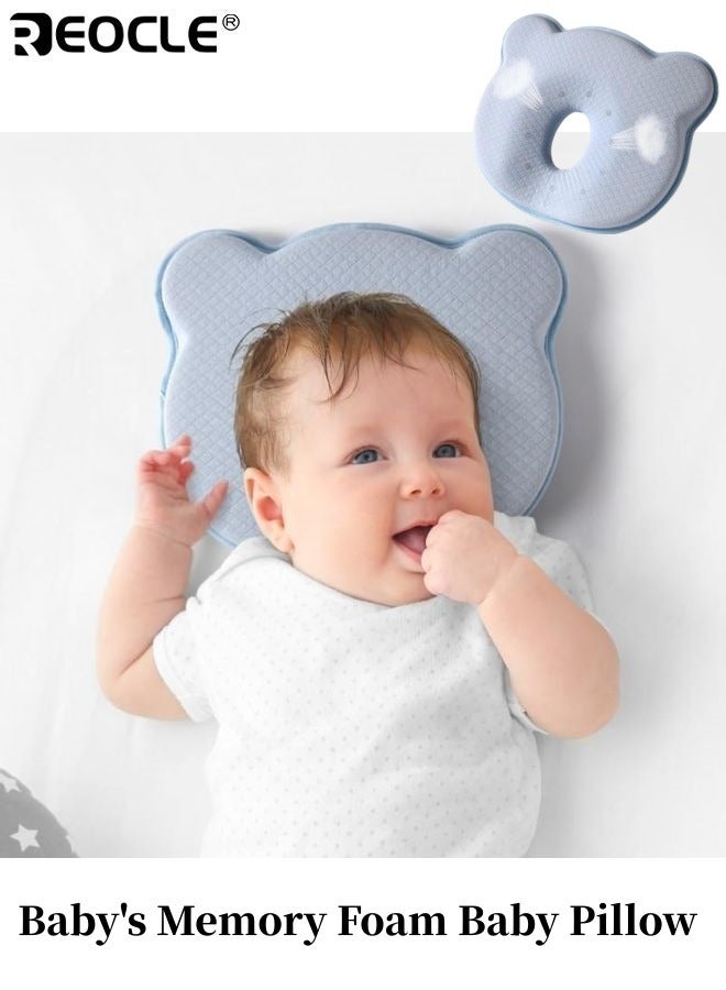 REOCLE Baby's Memory Foam Baby Pillow with Breathable Design and Soft Support Infant Head Support Pillow with Flat Head Prevention for Nursery Bedding Use - Image 1