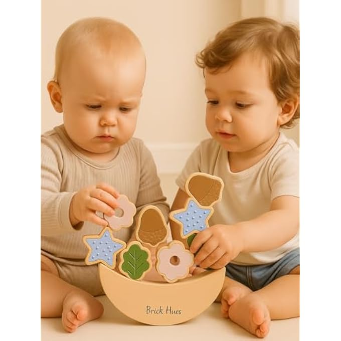 MONTESSORI STACKING & BALANCING SET – NATURE INSPIRED WOODEN ACORN, FLOWER & LEAF BLOCKS | BPA-FREE SILICONE | EDUCATIONAL GIFT FOR TODDLERS 18+ MONTHS | ECO-FRIENDLY MONTESSORI PLAY - Image 4