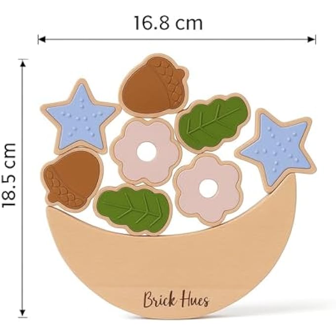 MONTESSORI STACKING & BALANCING SET – NATURE INSPIRED WOODEN ACORN, FLOWER & LEAF BLOCKS | BPA-FREE SILICONE | EDUCATIONAL GIFT FOR TODDLERS 18+ MONTHS | ECO-FRIENDLY MONTESSORI PLAY - Image 2