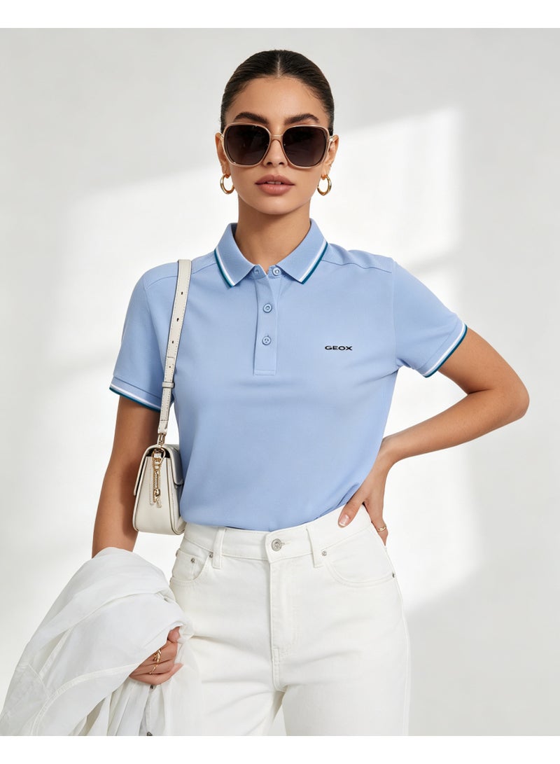 Geox Men Short Sleeve Polo Shirt, Casual Daily Wear, Smart Formal Top For Men Women, Light Blue - Image 4
