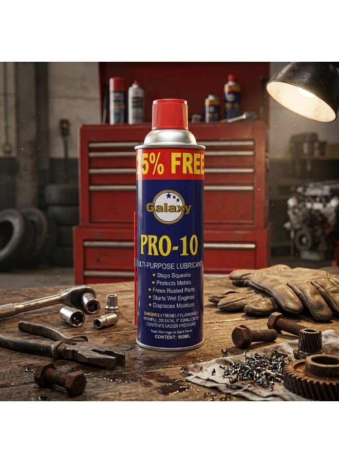 Galaxy Pro-10 Lubricant Spray 500ml - Multi-Purpose - Stops Squeaks, Frees Rusted Parts - Image 2