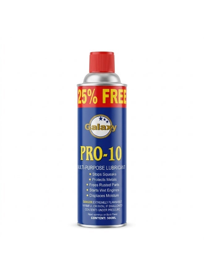 Galaxy Pro-10 Lubricant Spray 500ml - Multi-Purpose - Stops Squeaks, Frees Rusted Parts - Image 1