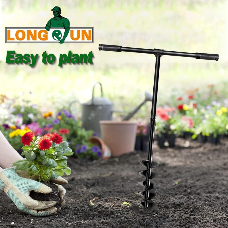 Longrun Hand Drill Auger Post Hole Digger, Manual Garden Hole Digging Drill Bit for Planting, Spiral Drill Planter for Bulb, Flower, Tree, Seedlings, Bedding Plants, Umbrella, Fence Holes-4"x 38" - Image 5